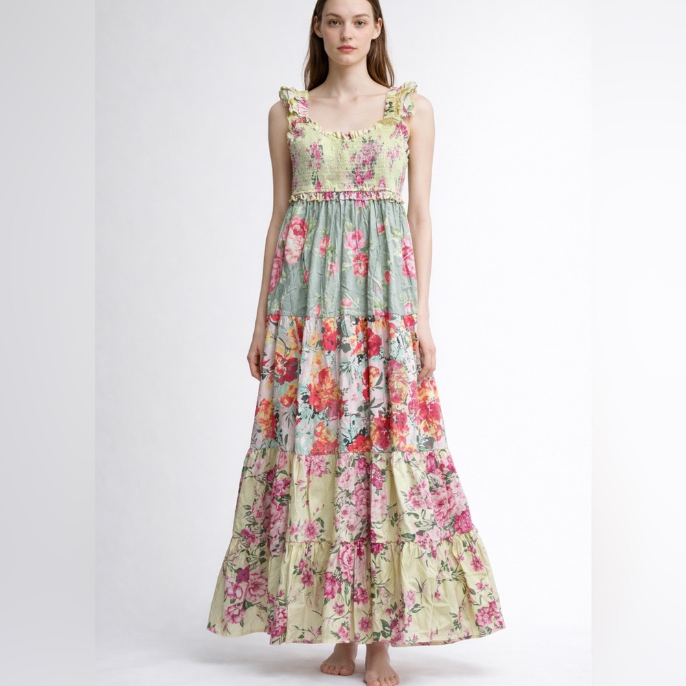 M9. Floral Maxi Dress cotton